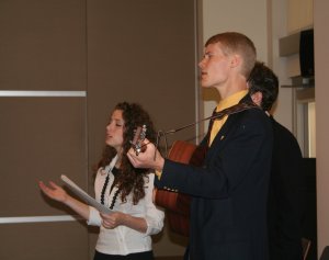 TeenPact Staffers leading worship...